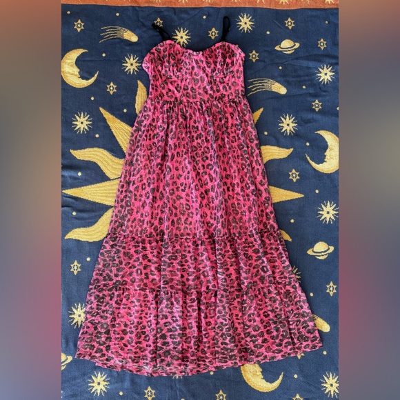 betsy johnson pink leopard corset midi dress - Picture 3 of 6